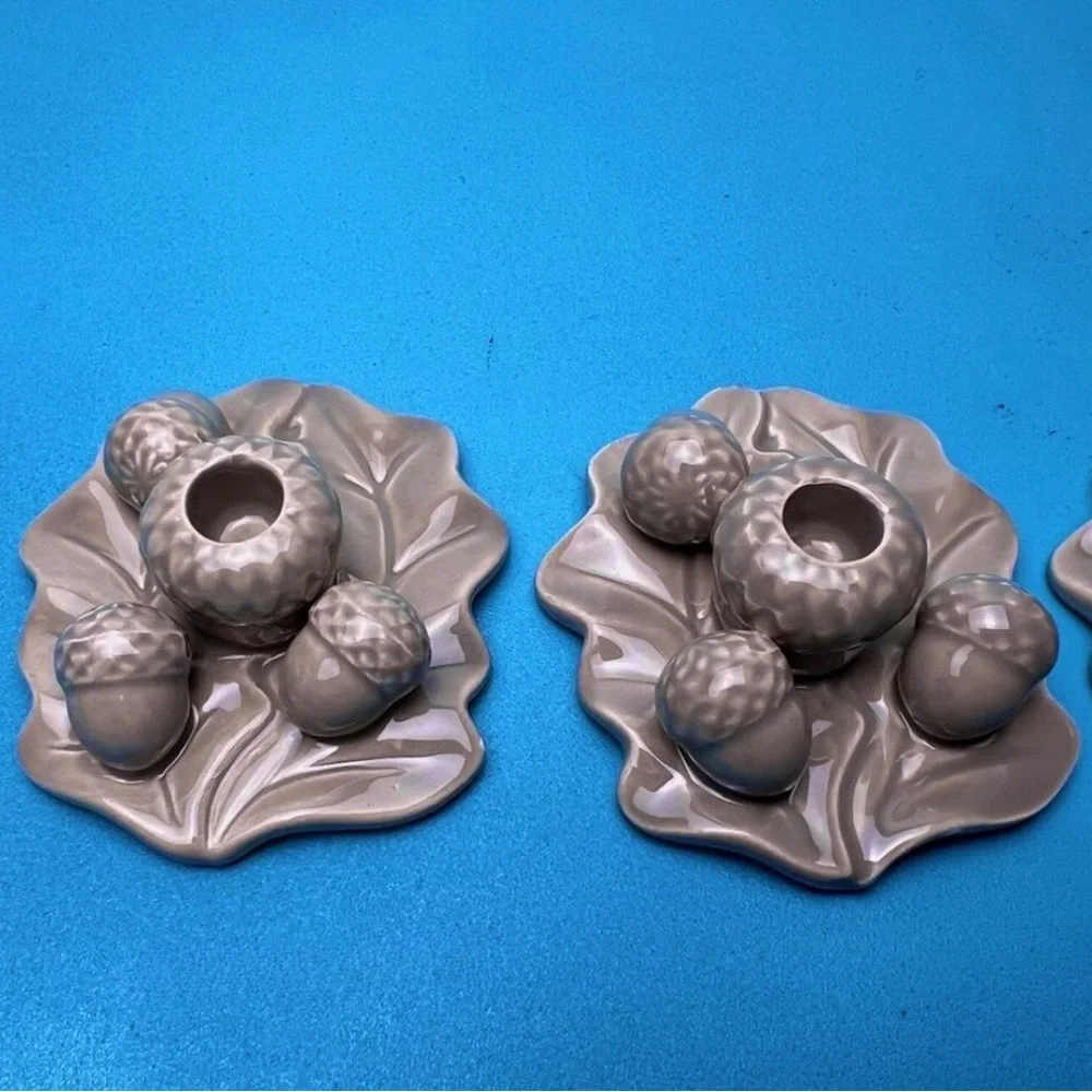 WILLIAMS-SONOMA ACORN TINY TAPER HOLDERS 🍁